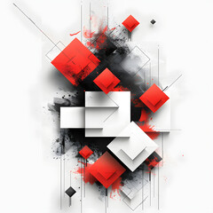 Wall Mural - Abstract background with red and black shapes isolated on white background, minimalism, png
