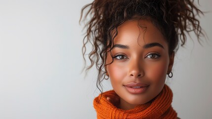 Photo of a beauty blogger doing a live stream on social media Isolated on a white background She is engaging with her audience and holding a makeup product