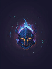 Wall Mural - a close up of a helmet with a glowing blue flame on it