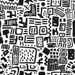 © Oksana_Latysheva - Black and white doodle shapes textile seamless pattern