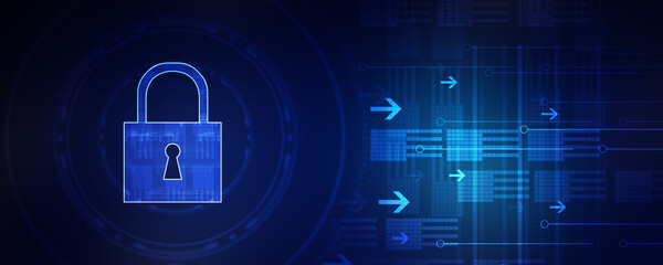2d illustration Safety concept: Closed Padlock on digital background