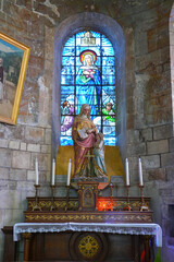 Sticker - Stained glass in the church of Our Lady of the Assumption in Château-Landon, a rural village of the Gâtinais in Seine et Marne, Paris Region, France