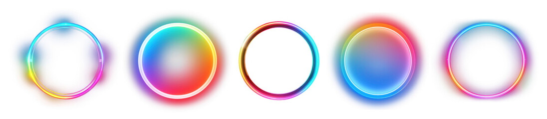 Poster - colorful neon circle effects set