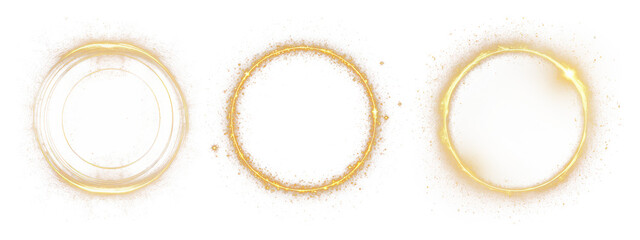 Wall Mural - yellow glowing round sparkle effects set
