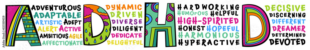 ADHD concept. Attention Deficit Hyperactivity Disorder web banner ...
