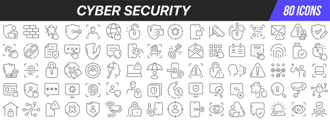 Aufkleber - Cyber security line icons collection. Big UI icon set in a flat design. Thin outline icons pack. Vector illustration EPS10