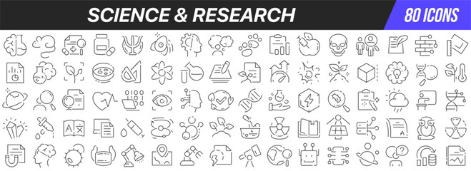 Canvas Print - Science and research line icons collection. Big UI icon set in a flat design. Thin outline icons pack. Vector illustration EPS10