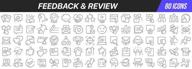 Fototapete - Feedback and review line icons collection. Big UI icon set in a flat design. Thin outline icons pack. Vector illustration EPS10
