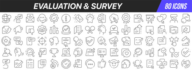 Fototapete - Evaluation and survey line icons collection. Big UI icon set in a flat design. Thin outline icons pack. Vector illustration EPS10