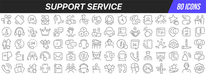 Leinwandbilder - Support and service line icons collection. Big UI icon set in a flat design. Thin outline icons pack. Vector illustration EPS10