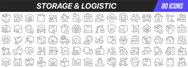 Poster - Storage and logistic line icons collection. Big UI icon set in a flat design. Thin outline icons pack. Vector illustration EPS10