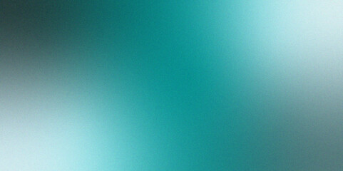 Fototapete - Grainy vintage Teal to Blue gradient background with glowing light , rough, grain, noise, and bright spots. Glowing noise texture cover header poster design. 