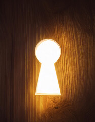 Poster - Golden light shining through keyhole creates dramatic effect - Illustration