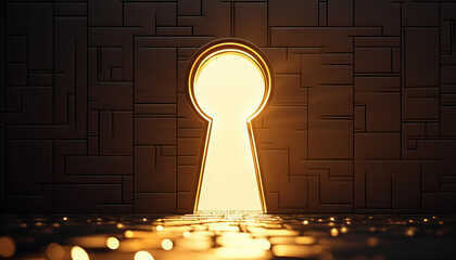 Poster - Golden light shining through keyhole creates dramatic effect - Illustration