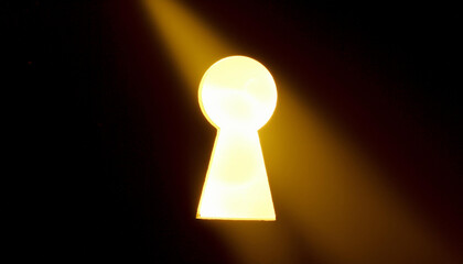 Poster - Golden light shining through keyhole creates dramatic effect - Illustration