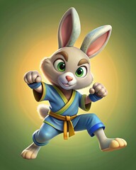 Wall Mural - cartoon character rabbit is a martial artist