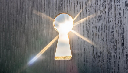 Poster - Golden light shining through keyhole creates dramatic effect - Photo
