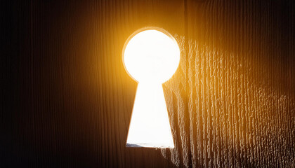 Poster - Golden light shining through keyhole creates dramatic effect - Photo