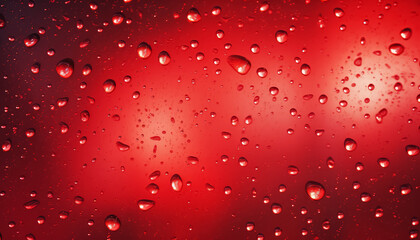 Sticker - A red background with many drops of water