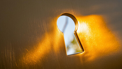 Poster - Golden light shining through keyhole creates dramatic effect - Photo