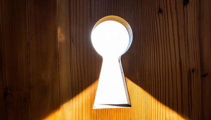Poster - Golden light shining through keyhole creates dramatic effect - Photo