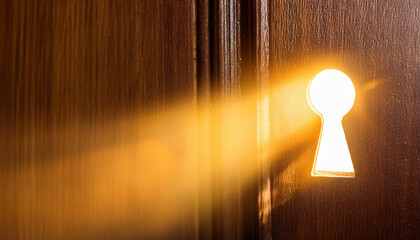 Poster - Golden light shining through keyhole creates dramatic effect - Photo