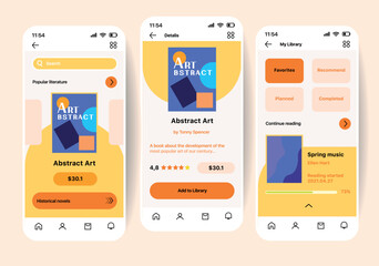 Wall Mural - book app concept in flat design. a colorful and bright concept of a phone application for searching 