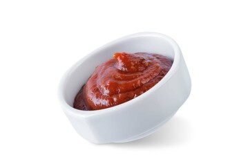 Wall Mural - Ketchup sauce in a bowl on a white isolated background