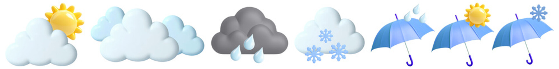 Wall Mural - 3d weather png cut out element set