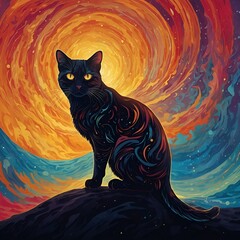 Naklejka na meble cat in the night