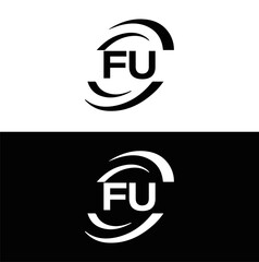 FU logo. F U design. White FU letter. FU, F U letter logo design. F U letter logo design in FIVE, FOUR, THREE, style. letter logo set in one artboard. F U letter logo vector design.	
