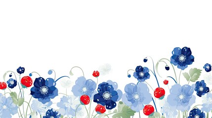 Sticker -  blue flowers and strawberries 