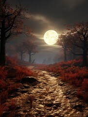 Wall Mural - full moon over the forest