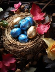 Sticker - easter eggs in a nest