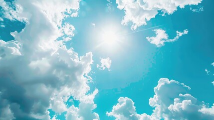 Wall Mural - summer sky in shades of blue with clouds and light on a white background clear and bright winter atm