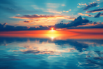 Wall Mural - Sunset over the tranquil sea, reflecting nature beauty



