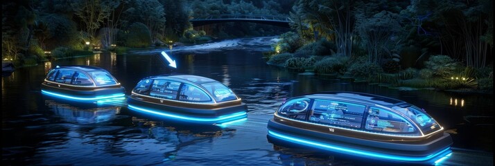 Aufkleber - The future of transportation autonomy concepts enabled by self-driving vehicles as a wide banner with copy space