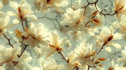 Poster - A cluster of white flowers growing on a tree branch in a natural setting