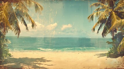 Wall Mural - Vintage style tropical beach and summer background 