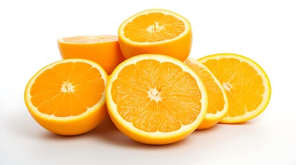 Wall Mural - orange juice and oranges  white background