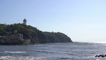 Sticker - Enoshima island and beach view in Fujisawa, Kanagawa, Japan