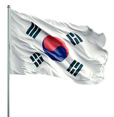 Wall Mural - South Korean flag waving over isolated transparent background