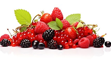 Wall Mural - raspberry and blackberry white background