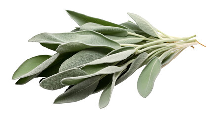 Wall Mural - bunch of sage leaves isolated on pure white background