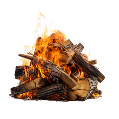 Poster - burning firewood on an isolated white background