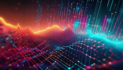 Digital abstract background for technological operations, neural networks, AI, data transmission and encryption, digital archives, audio and visual representations, scientific research. Copy space.