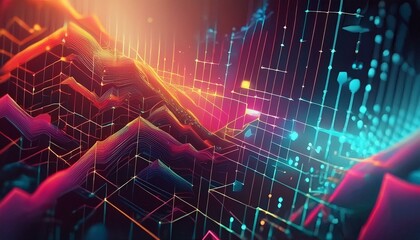Digital abstract background for technological operations, neural networks, AI, data transmission and encryption, digital archives, audio and visual representations, scientific research. Copy space.