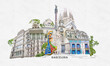© Solarisys - Contemporary art collage. Design in modern contemporary retro style about Barcelona