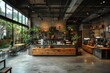 © Odin AI - Cozy and stylish coffee shop interior filled with plants and wooden furniture