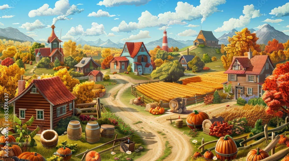 Harvest Festival: Create a lively harvest festival scene with farmers ...